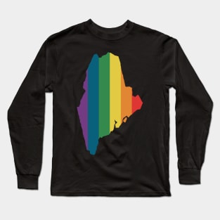 Maine State Rainbow Long Sleeve T-Shirt